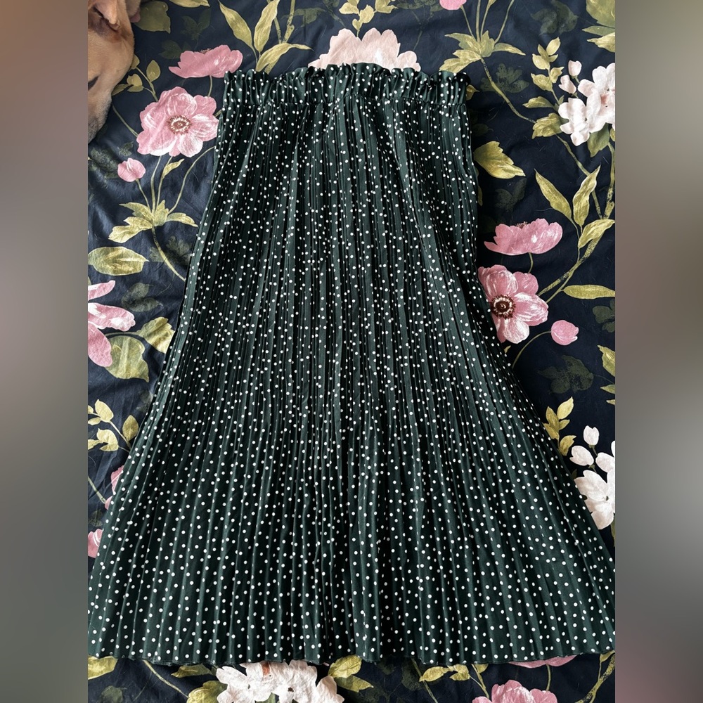 Green Polka Dot Pleated Skirt